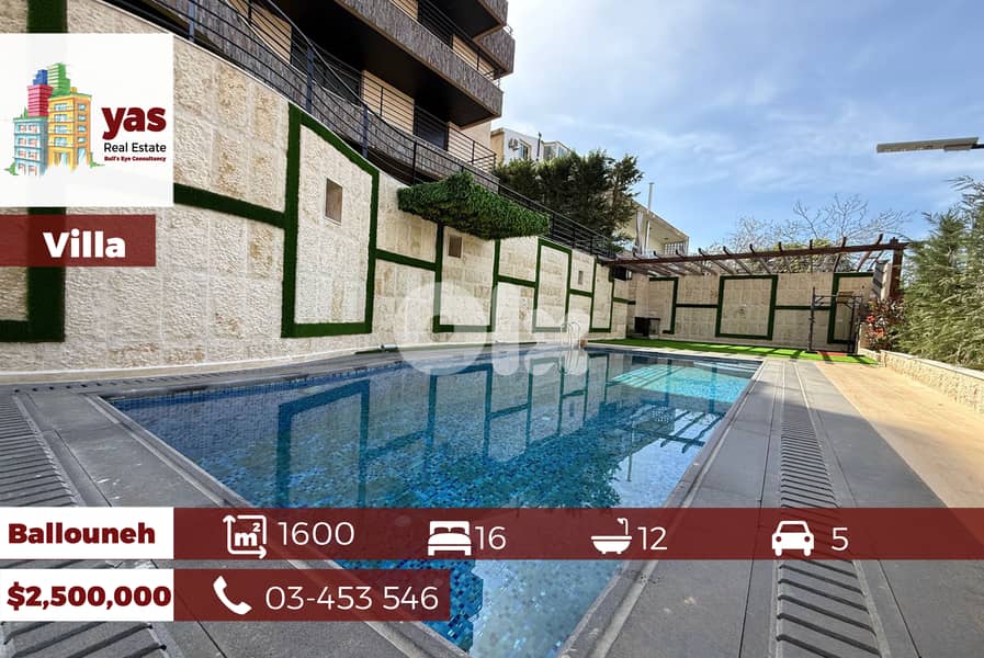 Ballouneh 1600m2 | Villa | New | Panoramic View | High-End | Unique | 0