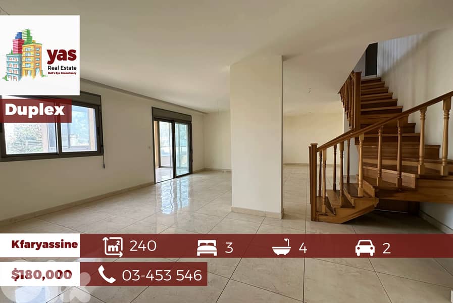 Kfaryassine 240m2 | Duplex | Calm Area | Prime Location | Catch | RA 0