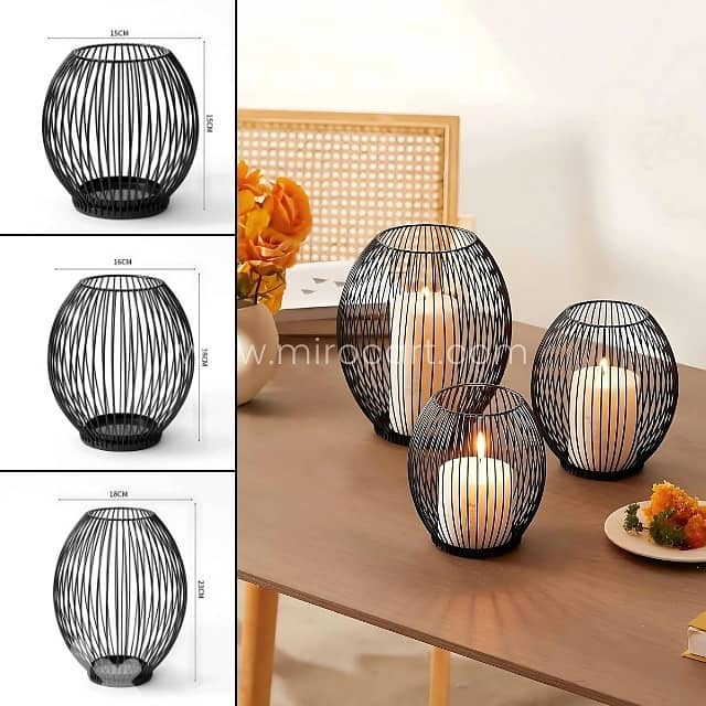 Black Lantern Candle Holders – Geometric Frames for Magical Home Glow 4
