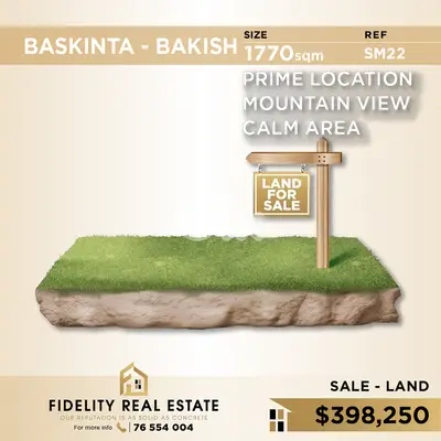 Land for sale in Baskinta- Bakish SM22 أرض للبيع في بسكنتا - باكيش