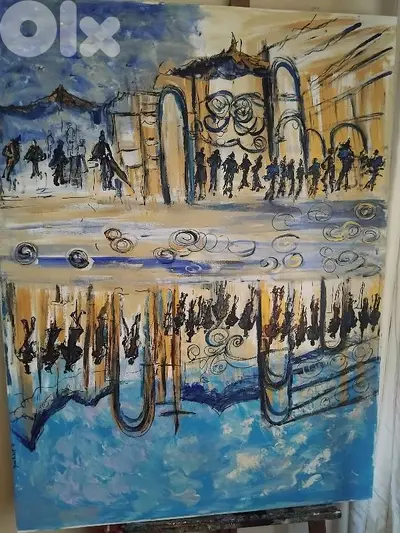 رسم زيتي على القماش يدويه