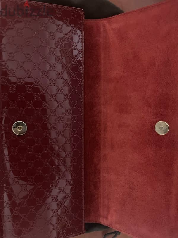 Gucci Microguccissima Pattern Patent Leather Red Clutch 1