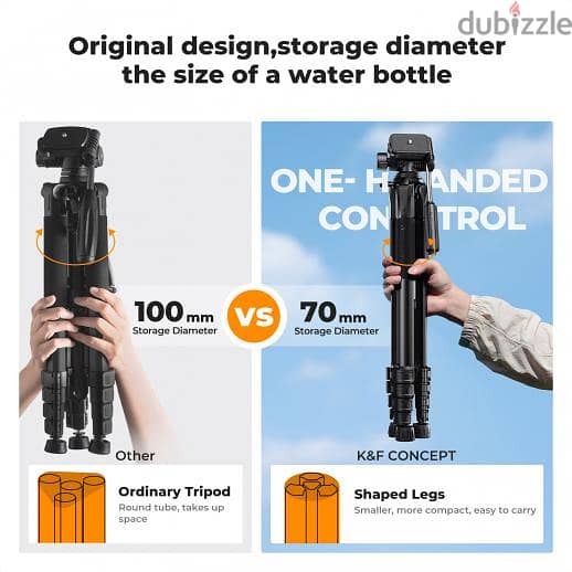 K&F Concept 1.9M Travel Tripod with Bluetooth Remote KF09.126 2