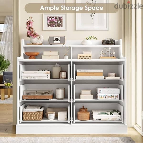 Drawer Dresser, White Dresser Double Dresser with Shelves 6
