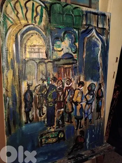 رسم زيتي على القماش يدويه