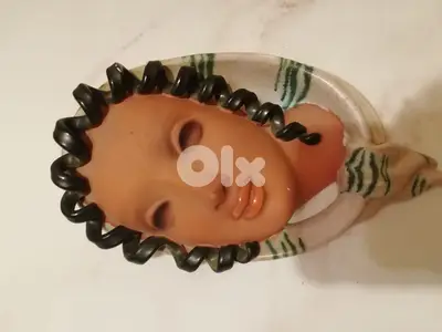 Wall mountable decorative pottery head figure 21*13cm