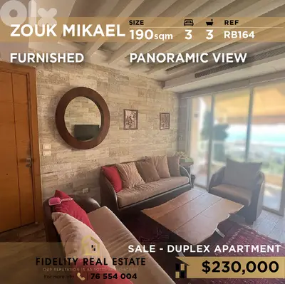 Duplex for sale in Zouk Mikael RB164 دوبلكس مفروشة للبيع في زوق مكايل
