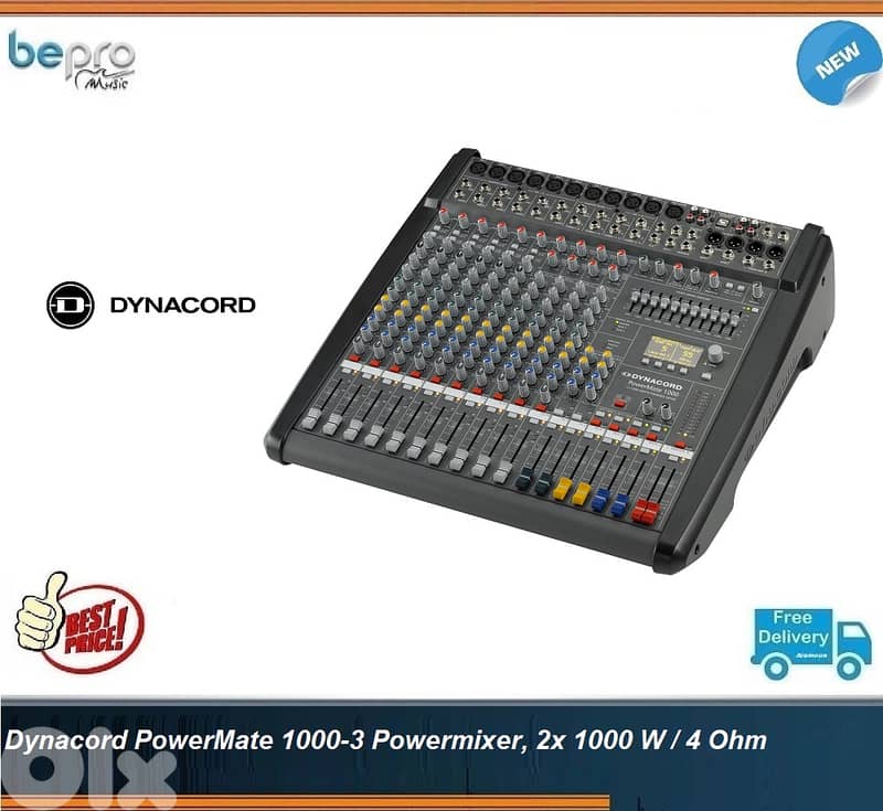 Dynacord PowerMate 1000-3 Powermixer, 2x 1000 W / 4 Ohm 0