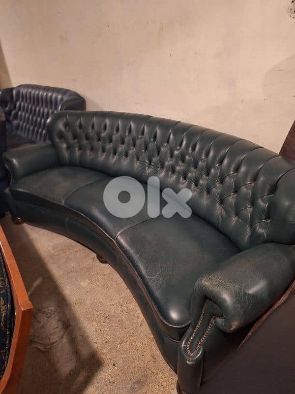 corner sofa chesterfield genuine leather original England 0
