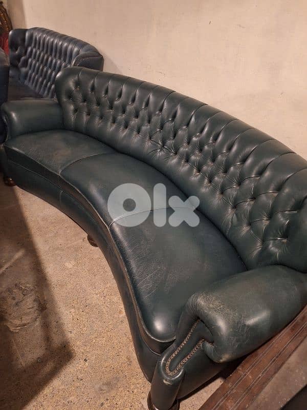 corner sofa chesterfield genuine leather original England 1