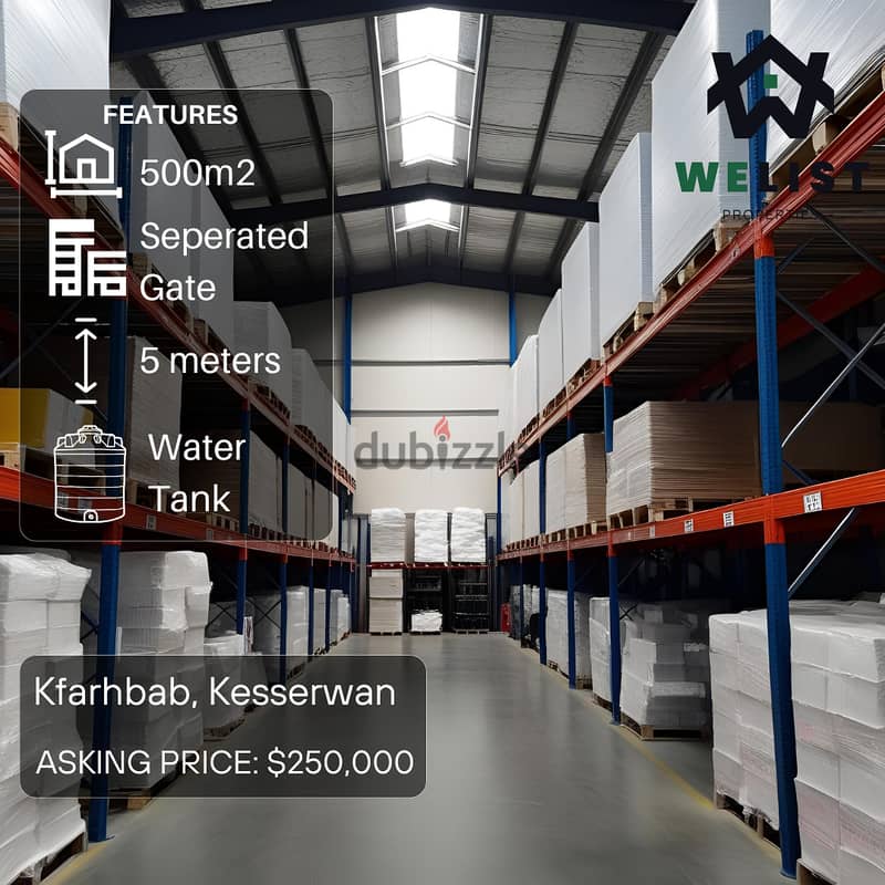 500 sqm Warehouse for sale in Kfarhbab  REF: MA25MWKF500250 0