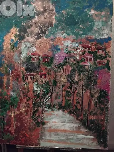 رسم زيتي على القماش يدويه