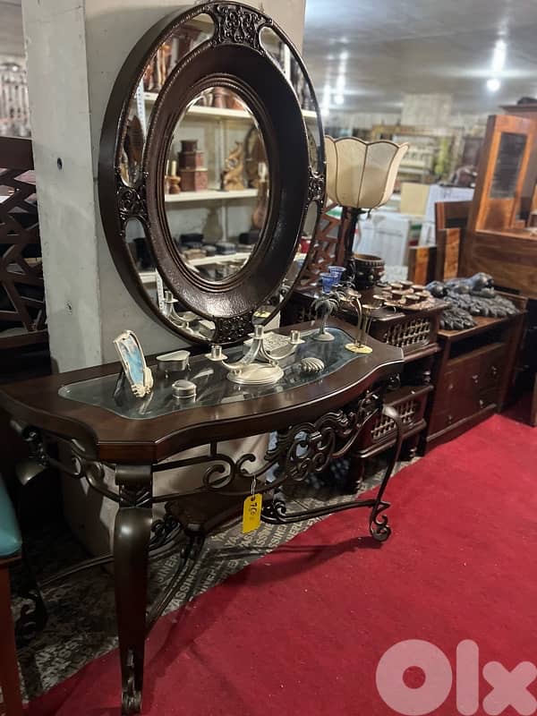 solid wood console with ferfoje and solid wood mirror 0