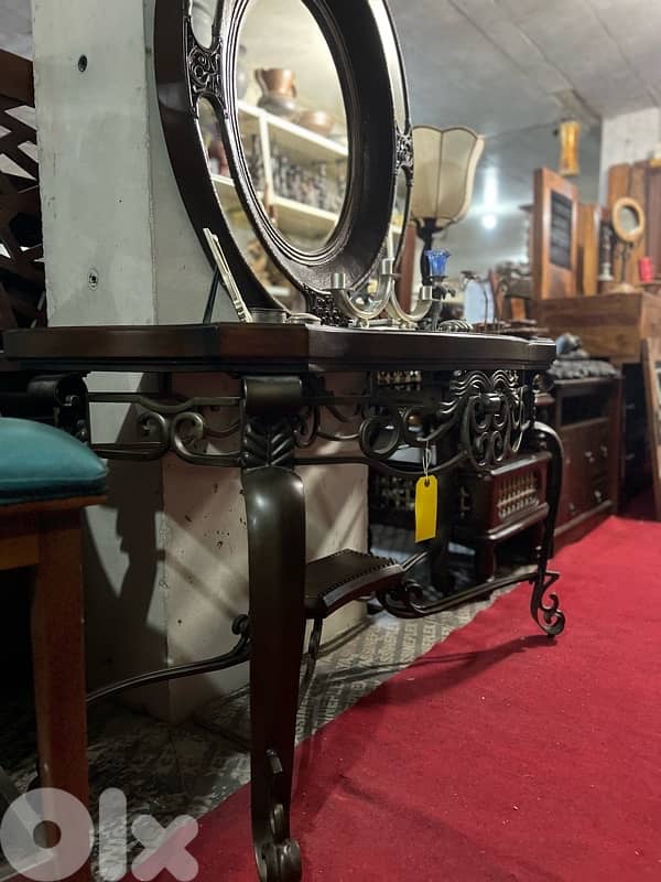 solid wood console with ferfoje and solid wood mirror 1