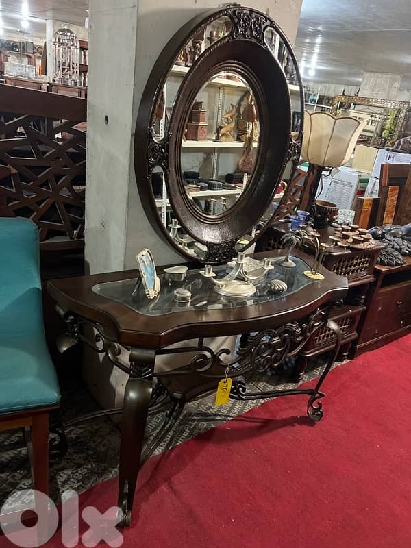 solid wood console with ferfoje and solid wood mirror 6