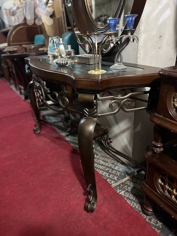 solid wood console with ferfoje and solid wood mirror 10