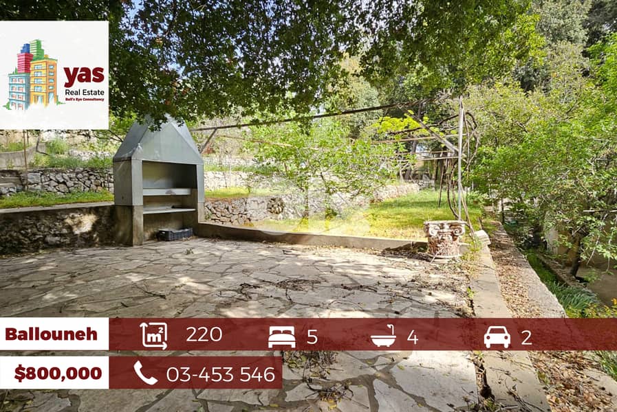 Ballouneh 220m2 | 1150m2 Land | Well Maintained | Calm Area | TO 0