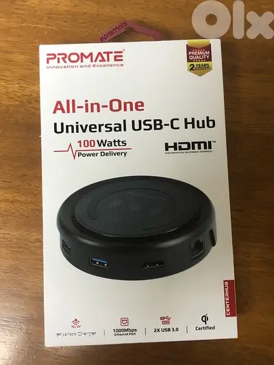 Promate USB-C Hub with 10W Wireless Charger – CenterHub (1000W PD)