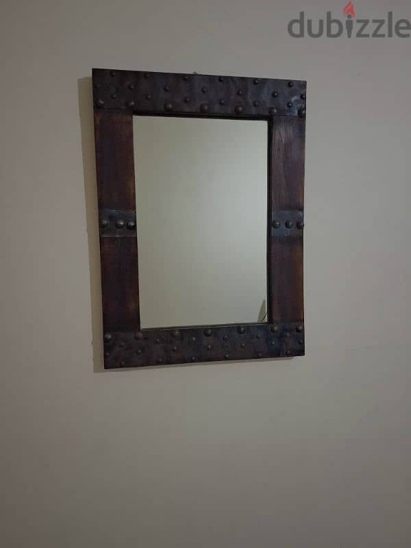 Dark Wood Handmade Antique Style Mirror 0