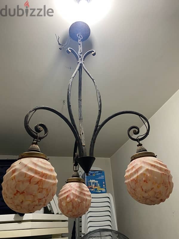 vintage mid century 3 globes Lustre 1
