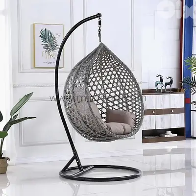 Cozy Hanging Egg Chair with Steel Stand & Plush Cushion for Garden