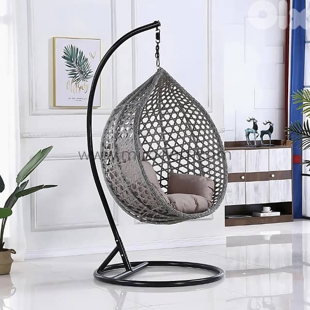 Cozy Hanging Egg Chair with Steel Stand & Plush Cushion for Garden 0