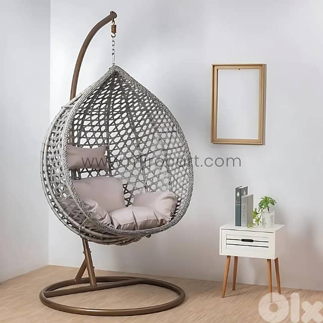 Cozy Hanging Egg Chair with Steel Stand & Plush Cushion for Garden 1