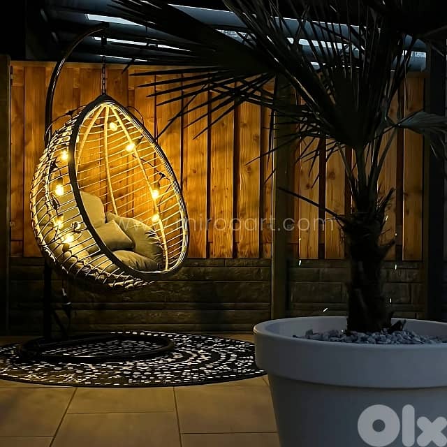Cozy Hanging Egg Chair with Steel Stand & Plush Cushion for Garden 3