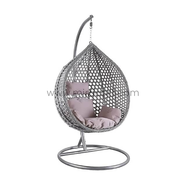 Cozy Hanging Egg Chair with Steel Stand & Plush Cushion for Garden 4