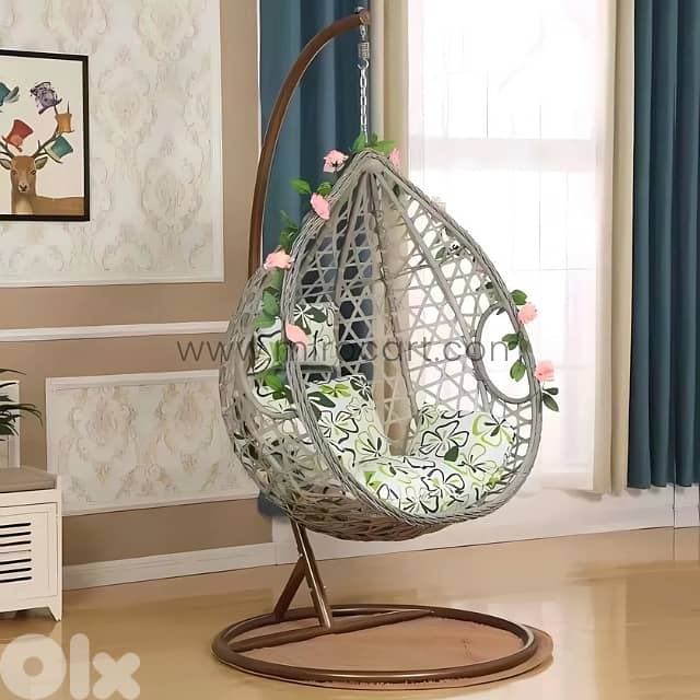 Cozy Hanging Egg Chair with Steel Stand & Plush Cushion for Garden 6