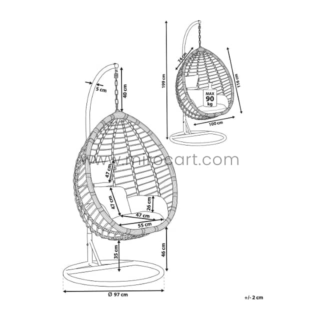 Cozy Hanging Egg Chair with Steel Stand & Plush Cushion for Garden 8