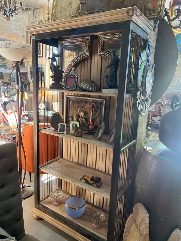 solid wood library book shelf with ferfoge 1