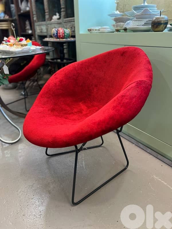 high quality red chair with metal base 2