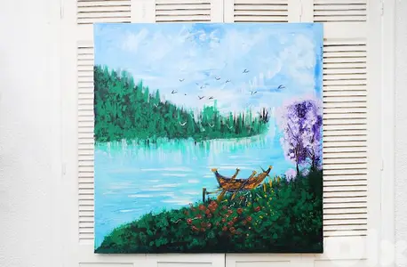 رسم زيتي على القماش يدويه