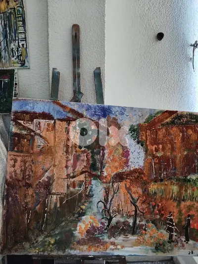 رسم زيتي على القماش يدويه