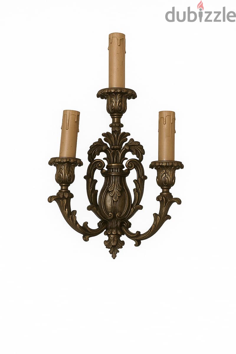 Mariner Antique Spanish Bronze Wall Sconce –3 Arm Rococo Revival Style 0