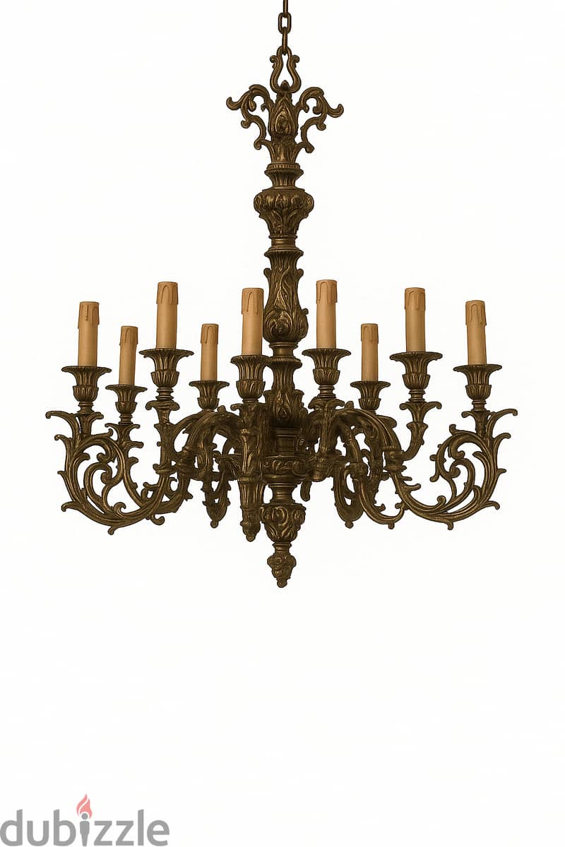 Mariner Antique Spanish Bronze Chandelier – 10-Light Rococo Revival 0