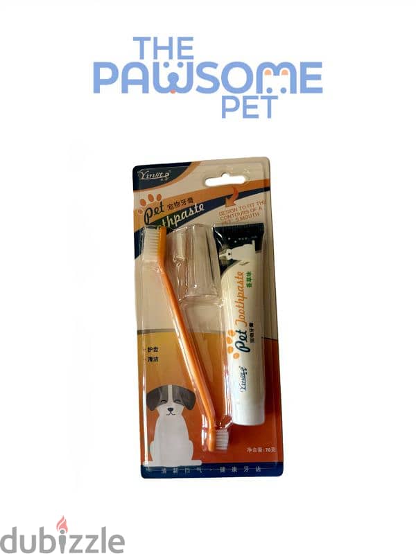 Pawsome's cat and dog toothbrush toothpaste set 0