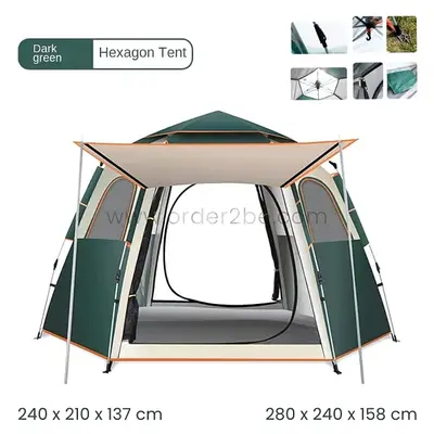 Automatic Pop-Up Camping Tent for 6-8 Campers – 2 Doors & Mesh Windows