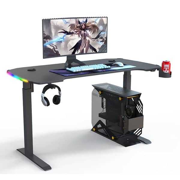 Manual adjustable height rgb gaming desk 120cm and 140cm 0