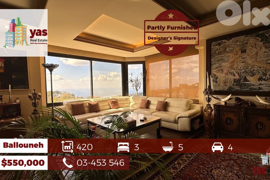 Ballouneh 420m2 | Duplex | Designer’s Signature | Prime | Killer View 0