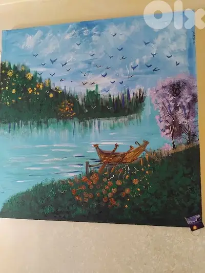 رسم زيتي على القماش يدويه