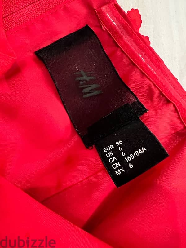 H&M red dress with embroided flowers 3