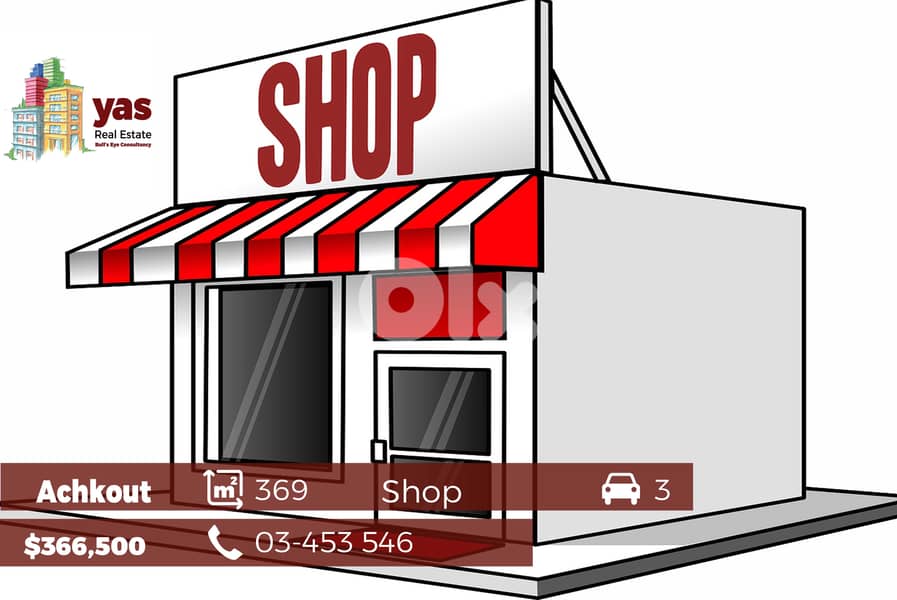 Achkout 369m2 | Triplex Shop | Brand New | Prime Location | BG | 0