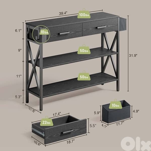 Industrial Entryway Table with 3-Tier 1