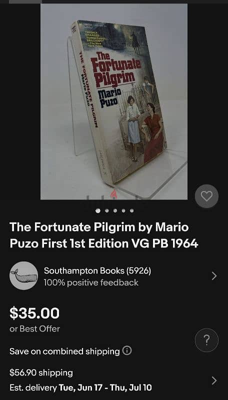The Fortunate Pilgrim by Mario Puzo First 1st Edition 1964 RARE 4