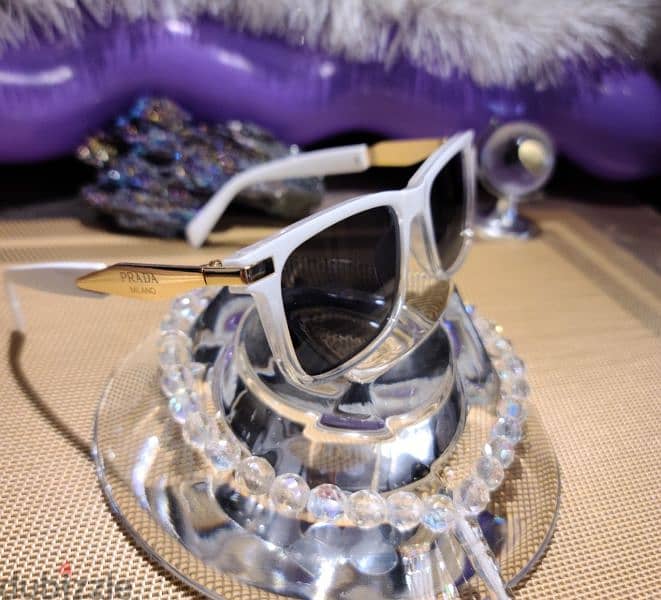 PRADA WHITE AND GOLD luxury women sunglasses 0
