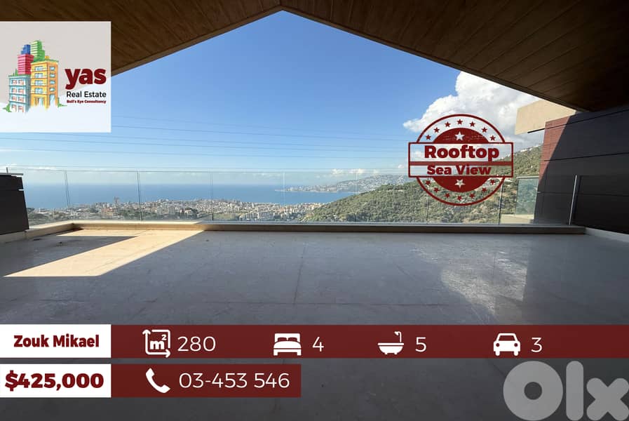 Zouk Mikael|El Korneh 280m2 | Rooftop | Panoramic View | MY | 0