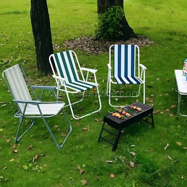 Classic Striped Beach Chair – Cozy Foldable Lounger for Backyard, Pool 2