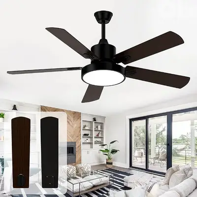 ceiling fan wood with led and remote GENERAL مروحة